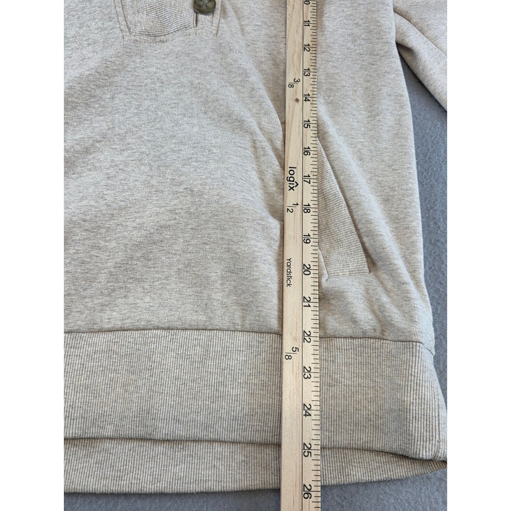 Banana Republic Oatmeal Shawl Collar Button Pullover Sweatshirt Sweater Womens L - Picture 3 of 8